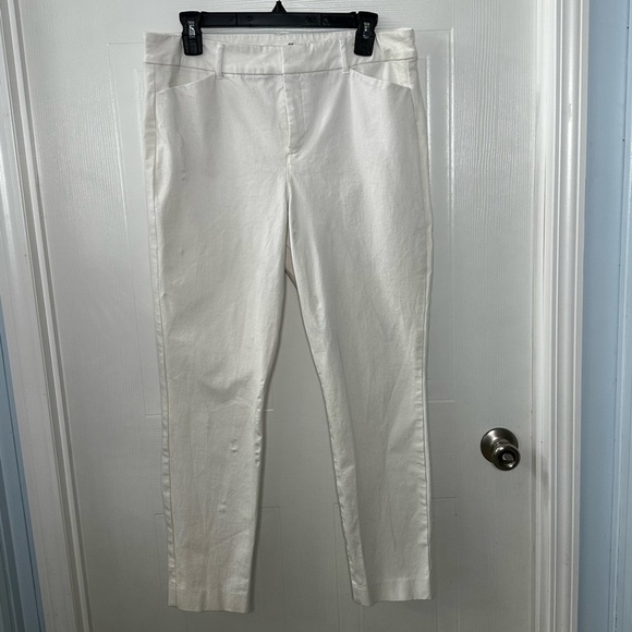 Old Navy Pixie High Rise White Pants 14 Secret Slim Pockets Stretch Career - Picture 2 of 9